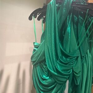 Shimmering Green Draped Dress
